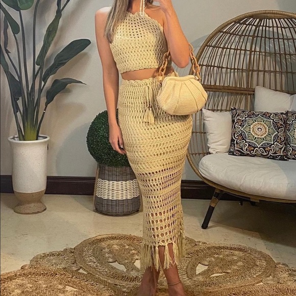 SOLD- Crochet Skirt And Crop Top SET - Picture 7 of 12